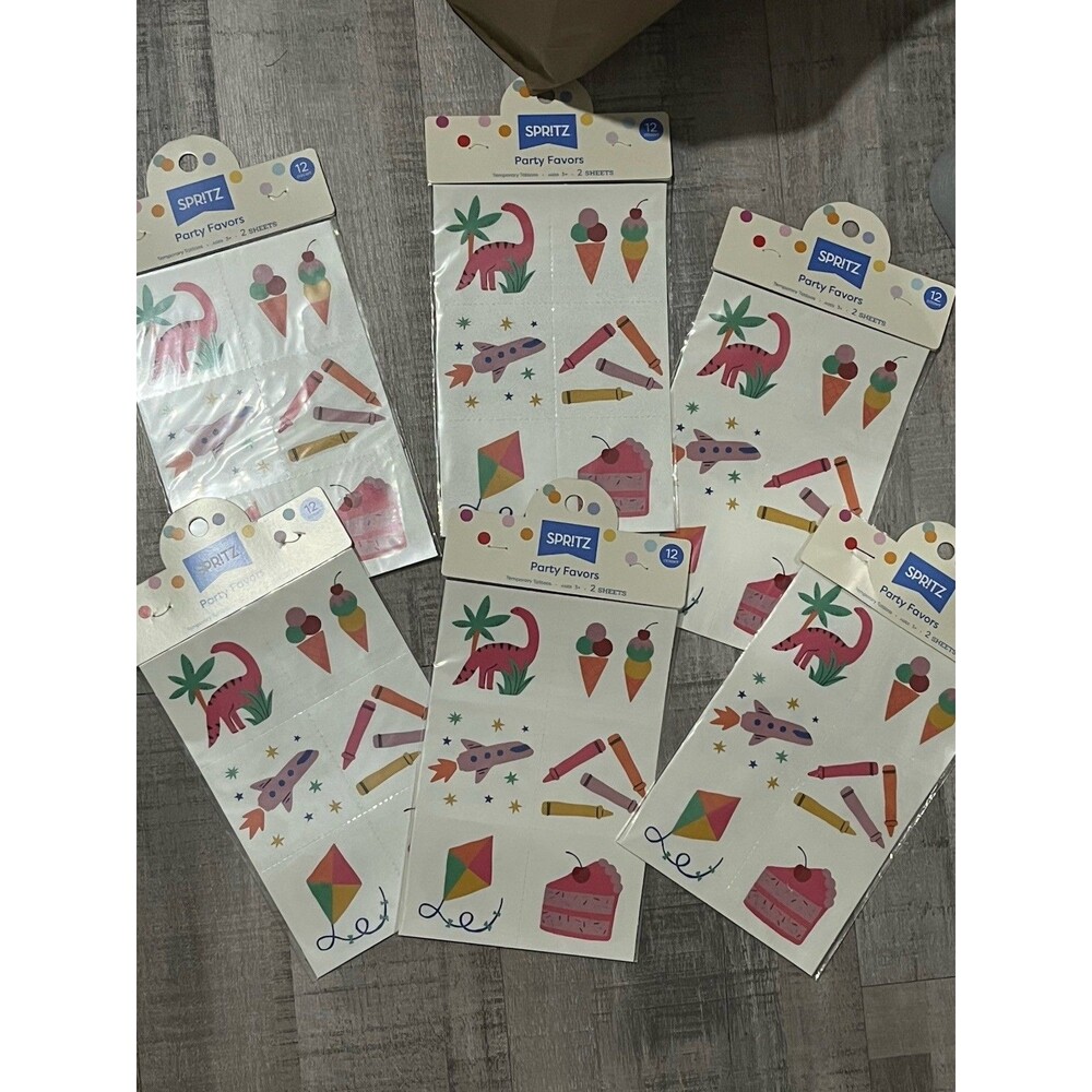 Spritz Temporary Tattoos 72 Tattoos (6 Packs) Party Favors Classroom Prize